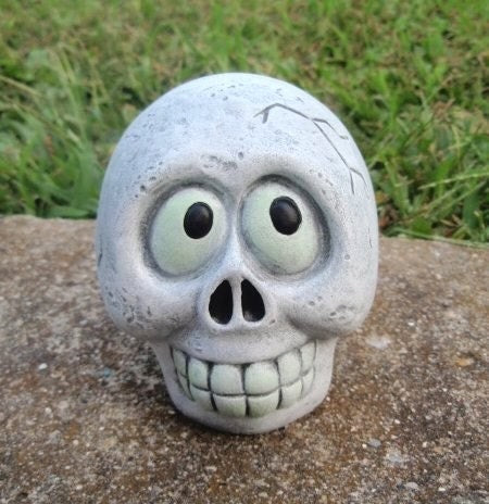 Smiling skull Halloween Decoration Happy Face with teeth grinning ghoul scary head