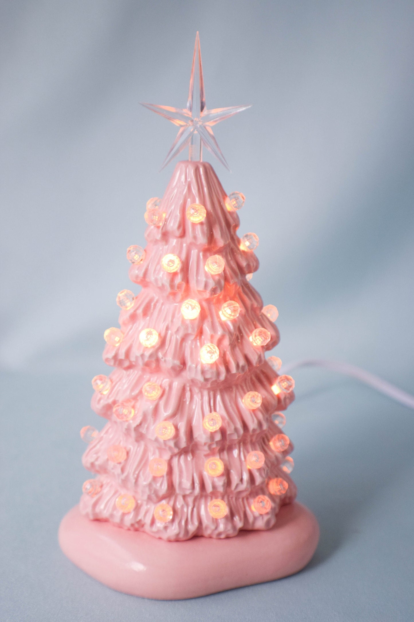 Petite Pink Christmas Tree: Festive Farmhouse Decor, Minimalist Holiday Centerpiece, Unique Family Gift