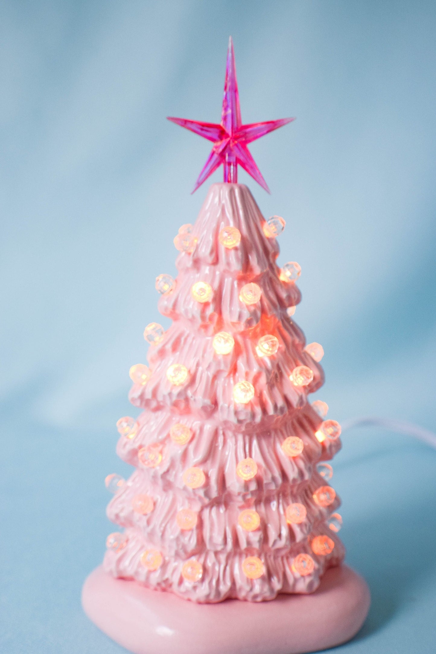 Petite Pink Christmas Tree: Festive Farmhouse Decor, Minimalist Holiday Centerpiece, Unique Family Gift