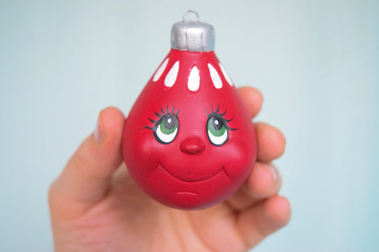 Vintage-Inspired Red Christmas Bulb Ornament with Sparkly Fairy Dust for Holiday Tree Decor