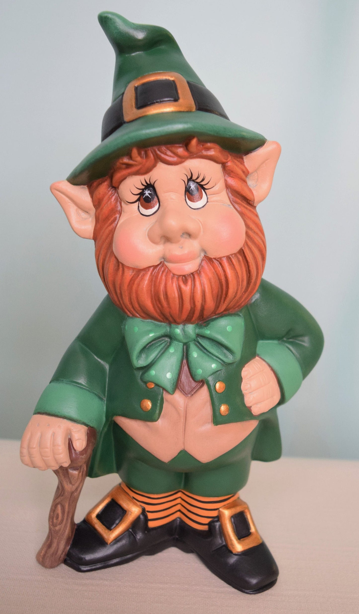 St. Patrick's Day Leprechaun Figurines: Set of 3 Ceramic Irish Folk Statues with Gold Pots