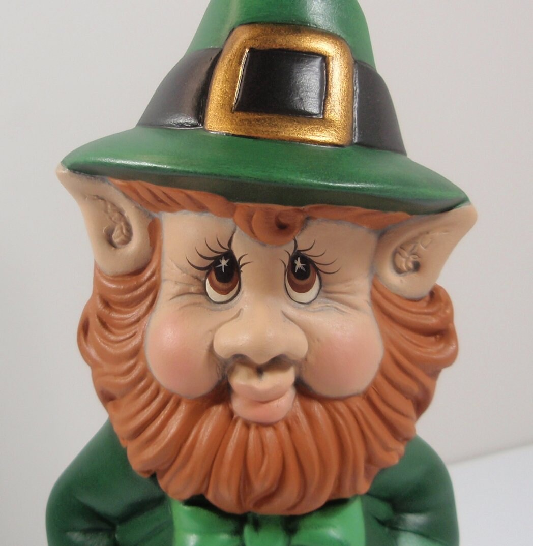 St. Patrick's Day Leprechaun Figurines: Set of 3 Ceramic Irish Folk Statues with Gold Pots
