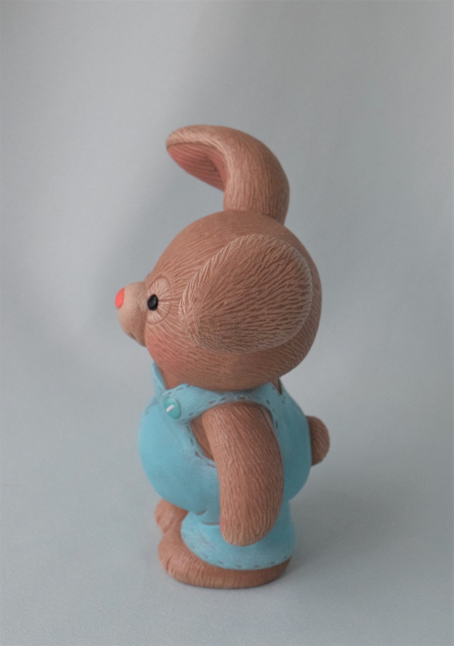 Ceramic Bunny Wearing Blue Bib Overalls - Easter Bunny