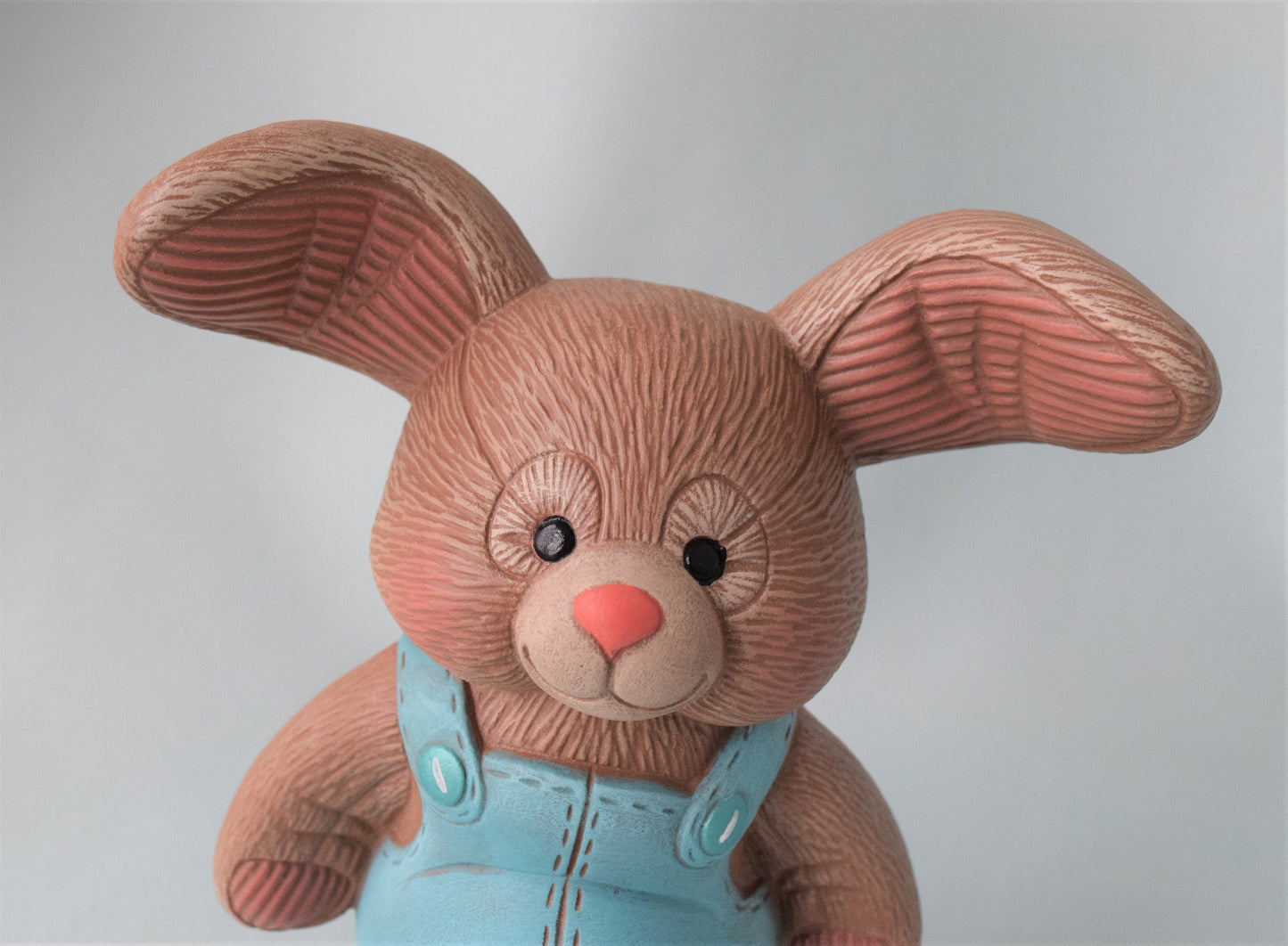 Ceramic Bunny Wearing Blue Bib Overalls - Easter Bunny