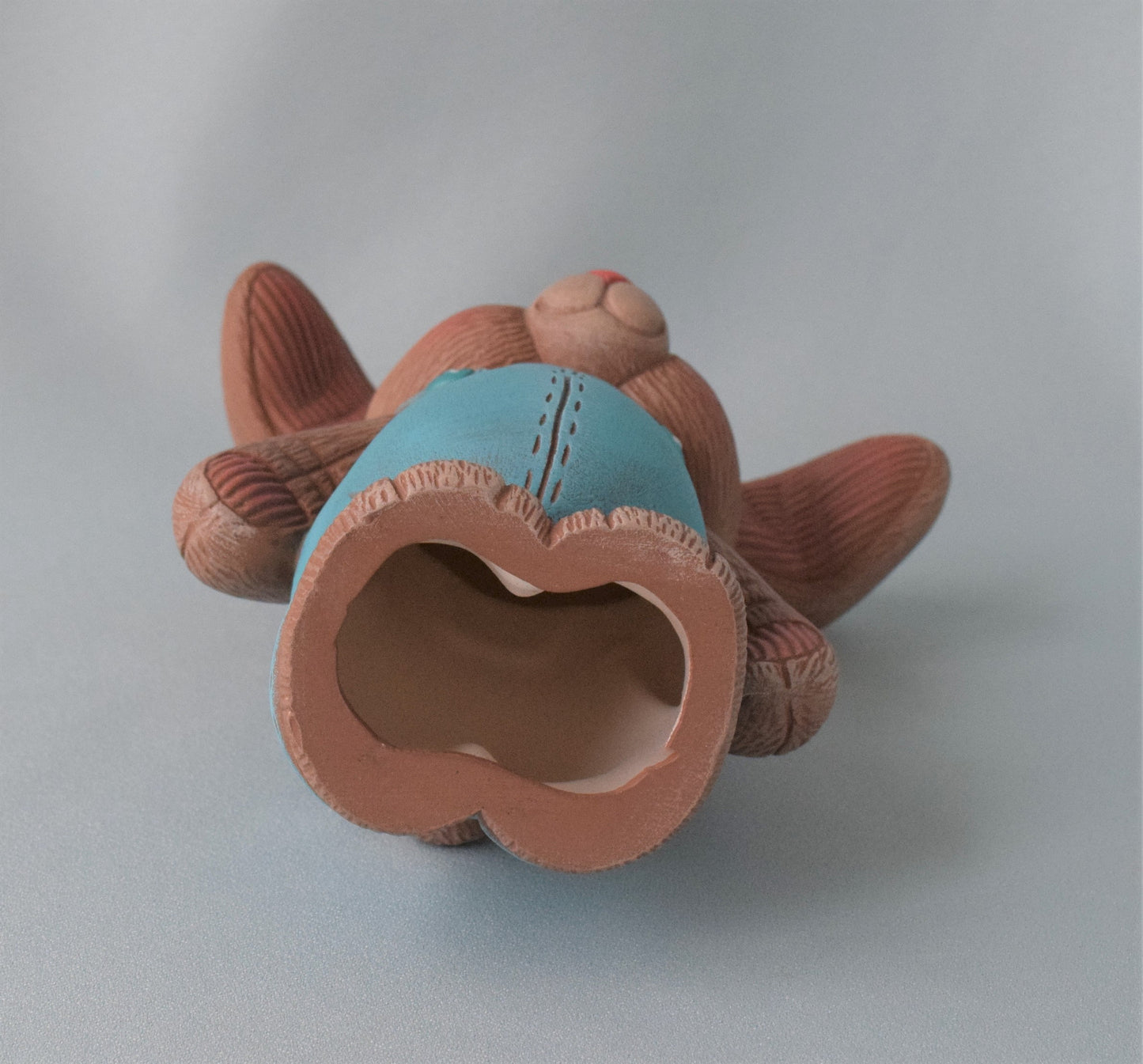 Ceramic Bunny Wearing Blue Bib Overalls - Easter Bunny - Teresa's Ceramics