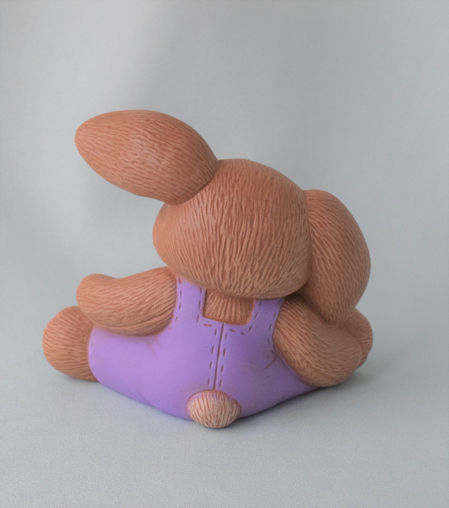 Ceramic Bunny Wearing Purple Bib Overalls - Easter Bunny