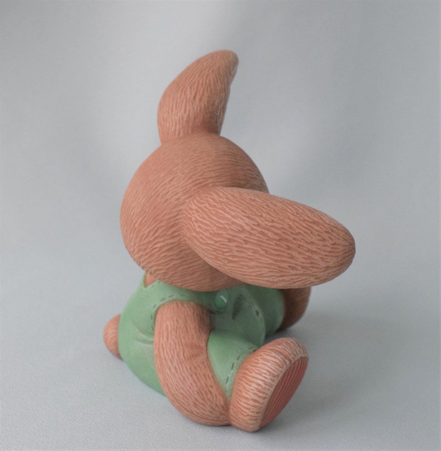 Adorable Spring Easter Bunny in Green Overalls - Ceramic Rabbit Decor for Baby Shower & Basket Gifts