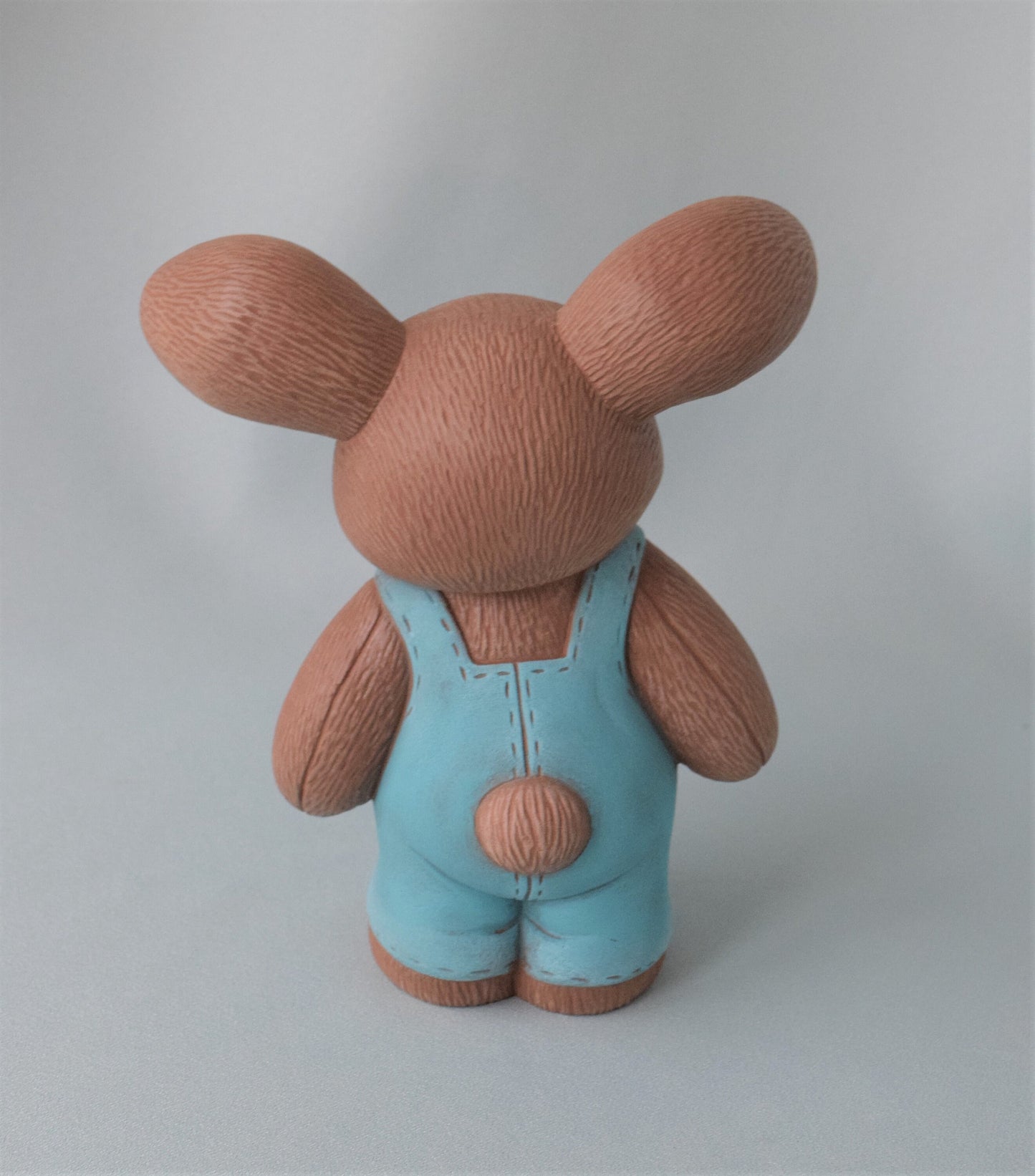 Ceramic Bunny Wearing Blue Bib Overalls - Easter Bunny