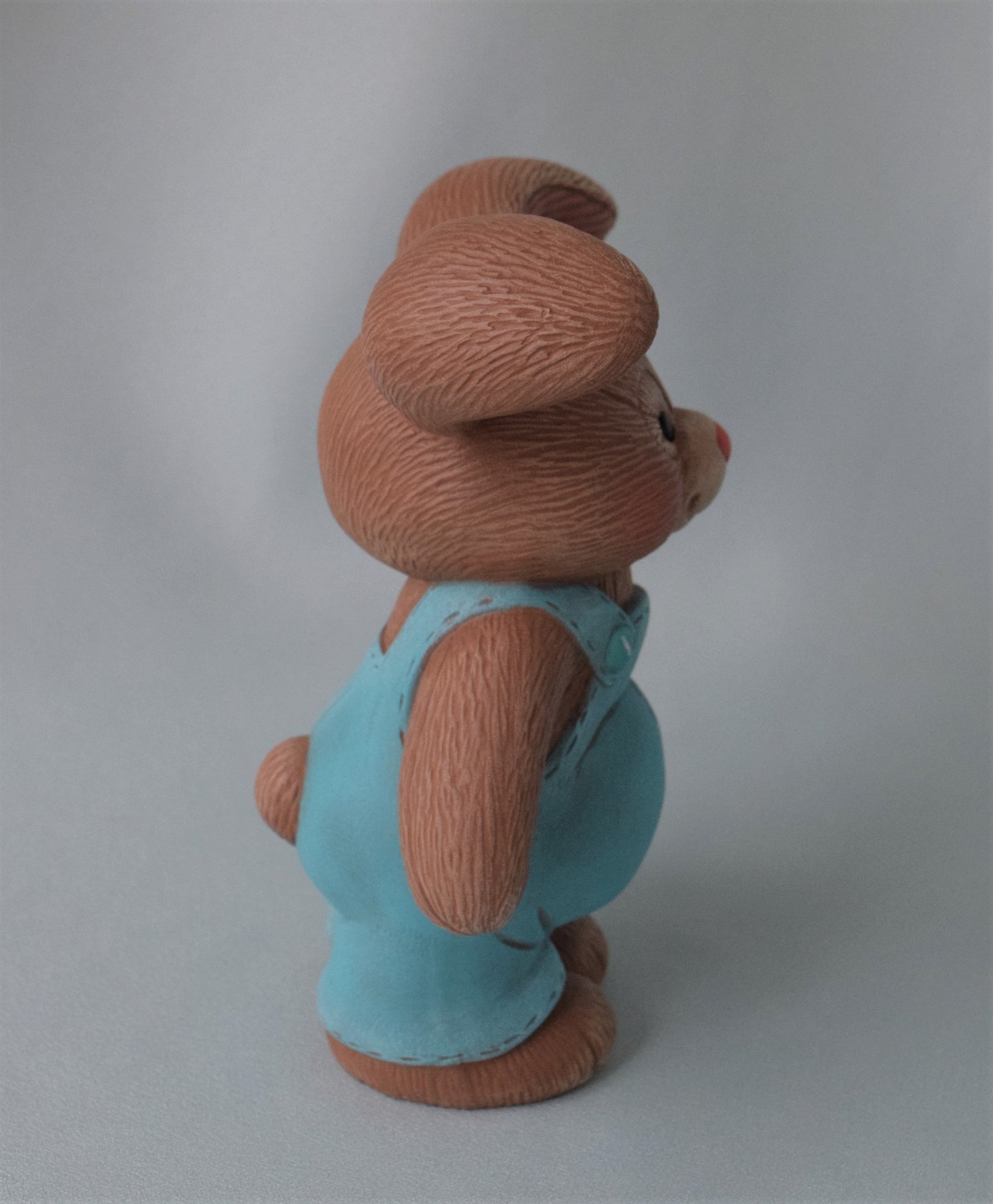 Ceramic Bunny Wearing Blue Bib Overalls - Easter Bunny