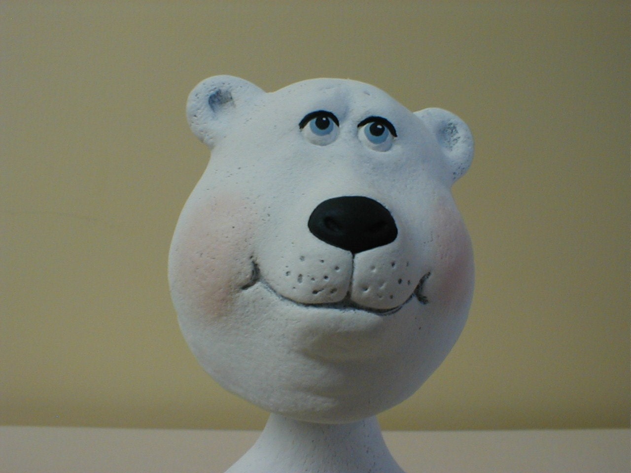 Polar Bear Bobblehead: Festive Christmas Nursery Decor, Winter Zoo Animal Figurine, Baby Shower Gift - Teresa's Ceramics
