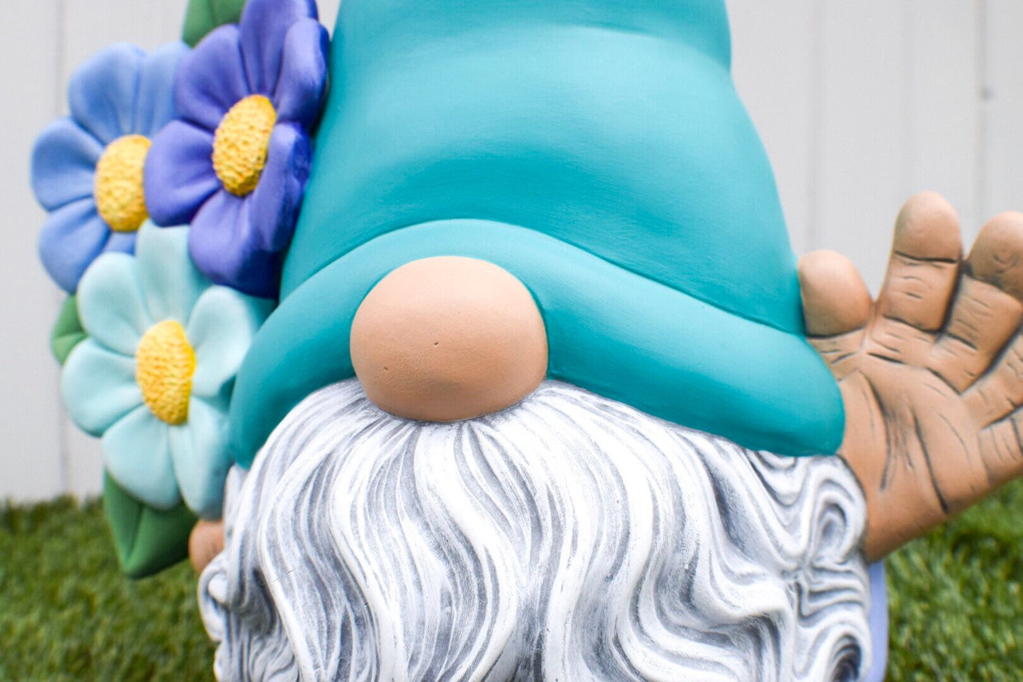 Large Garden Gnome Yard Art - Colorful Gnome with flowers