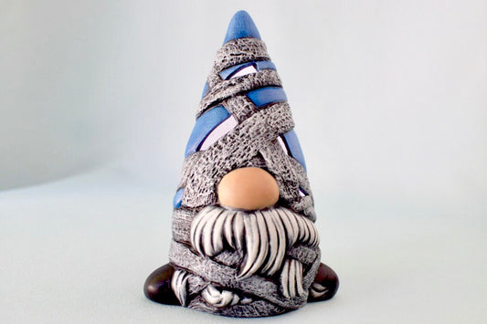 Ceramic Mummy Gnome: Spooky Halloween Garden Decor, Cute Fall Decoration, Unique Gift for Kids