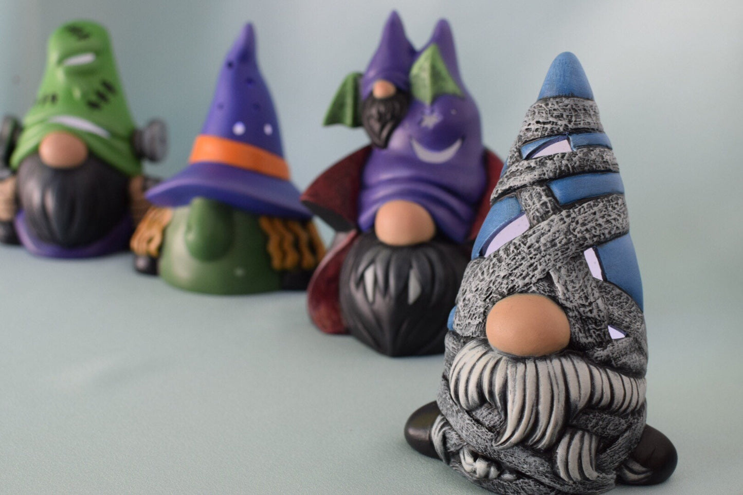 Ceramic Mummy Gnome: Spooky Halloween Garden Decor, Cute Fall Decoration, Unique Gift for Kids