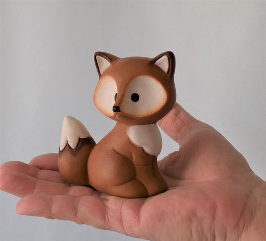 Whimsical Ceramic Fox Figurine: Woodland Baby Shower Decor, Cake Topper & Home Accent - Teresa's Ceramics
