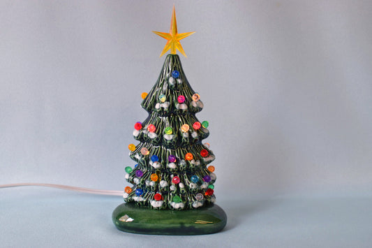 Miniature Christmas Tree | Ceramic Snowy Pine | Slim Style
