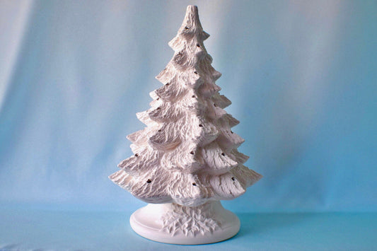 Vintage Style Lighted Christmas Tree - 16 inch - Bisque Christmas tree - DIY Christmas tree - Ready to paint Christmas tree