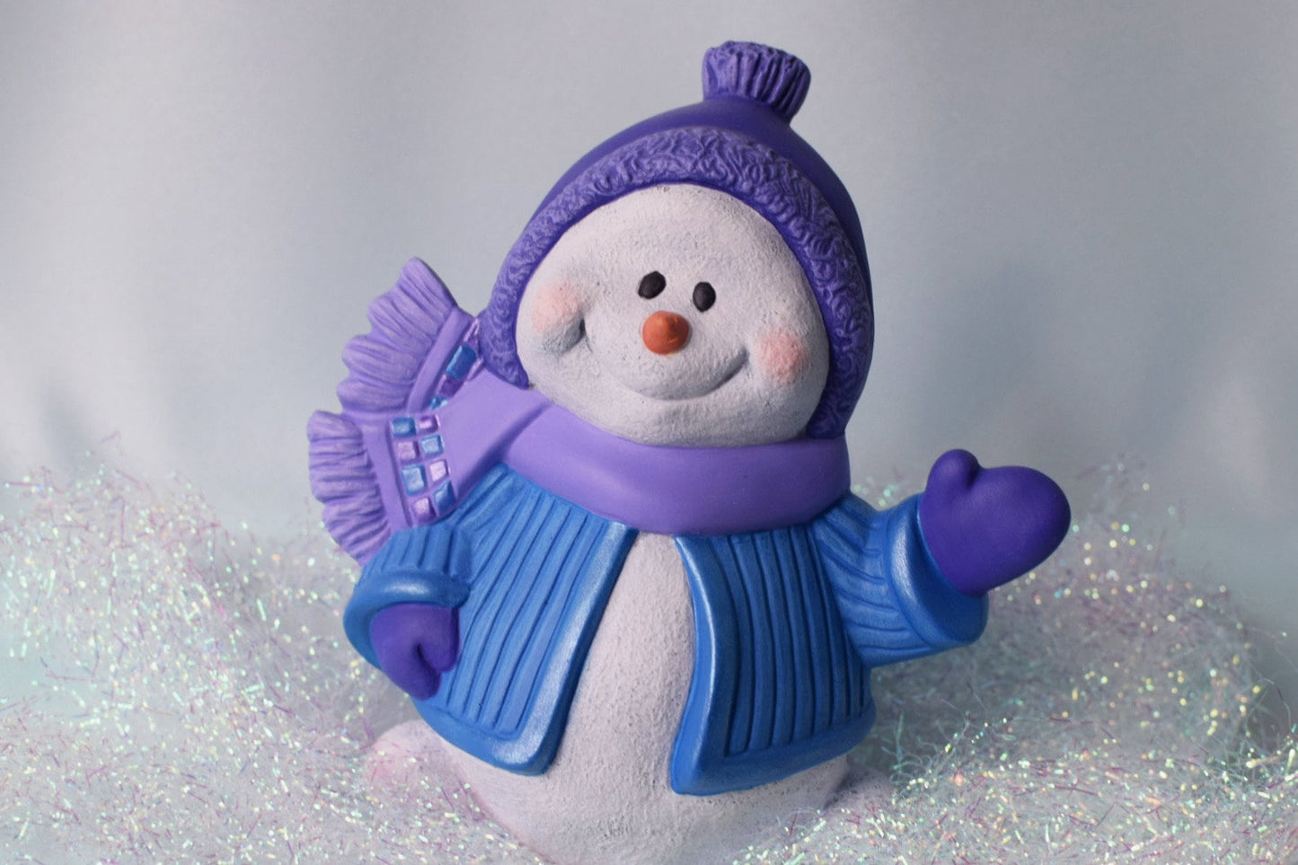 Ceramic Snowman | Purple Scarf and Hat