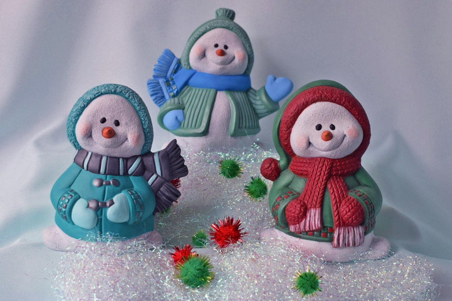 Ceramic Christmas Snowman - Classic Red and Green
