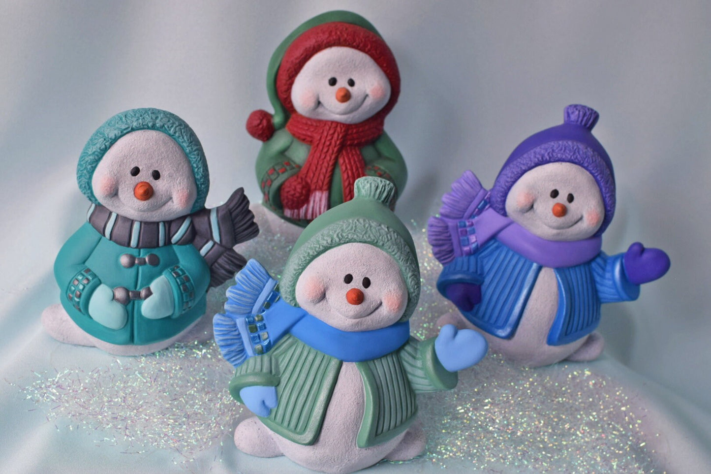 Ceramic Christmas Snowman - Classic Red and Green