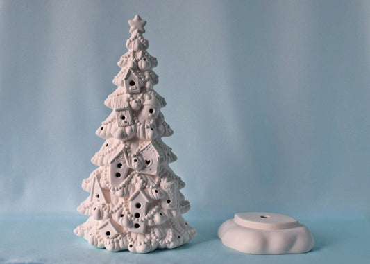 Birdhouse Ceramic Christmas Tree | Bisque | Ready To Paint | DIY - Teresa's Ceramics