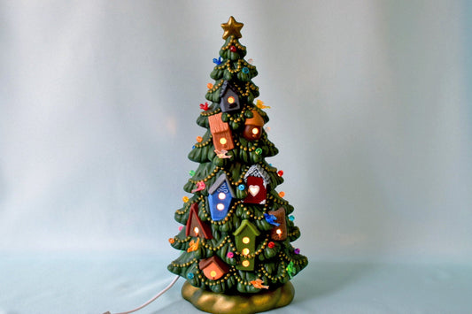 Birdhouse Ceramic Christmas Tree | Finished | Large Tree - Teresa's Ceramics