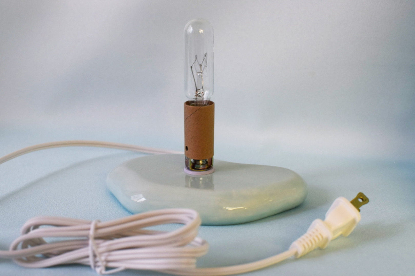 Wispy Pine Ceramic Christmas Tree - Sea-Glass Color with Clear Lights for Holiday Mantel Decor