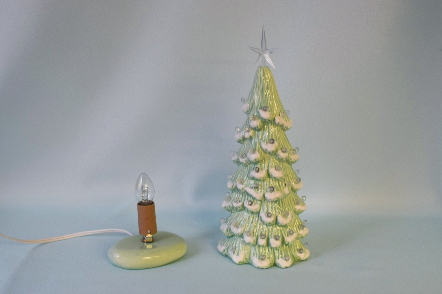 Ceramic Christmas Tree - Light Green With Snow