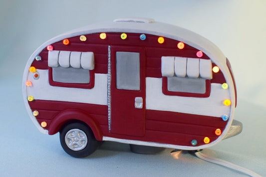 Christmas Ceramic Camper | Xmas Light - Finished as shown - Teresa's Ceramics