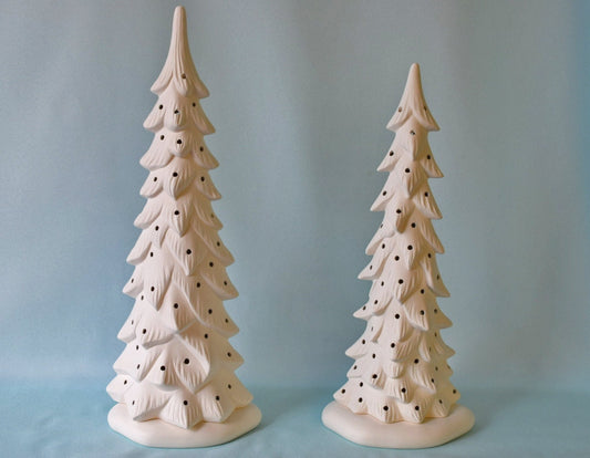 DIY Ceramic Bisque Wispy Pine Trees for Halloween, Christmas, and Winter Decor - Ready to Paint