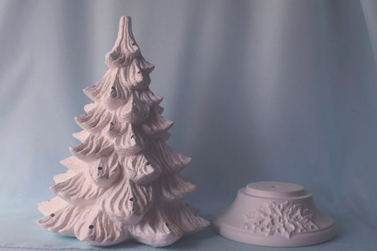 Vintage Style Lighted Christmas Tree - XL size 18 inch - Bisque - Ready to paint - DIY Christmas tree - kit - Teresa's Ceramics