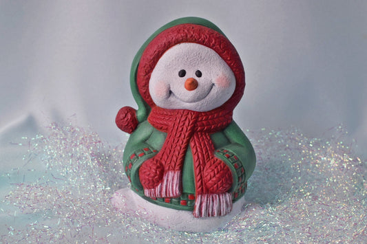 Ceramic Christmas Snowman - Classic Red and Green