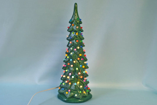 Multicolored Christmas Tree | Wispy Pine Style | Ceramic Light 14 inches tall - Teresa's Ceramics