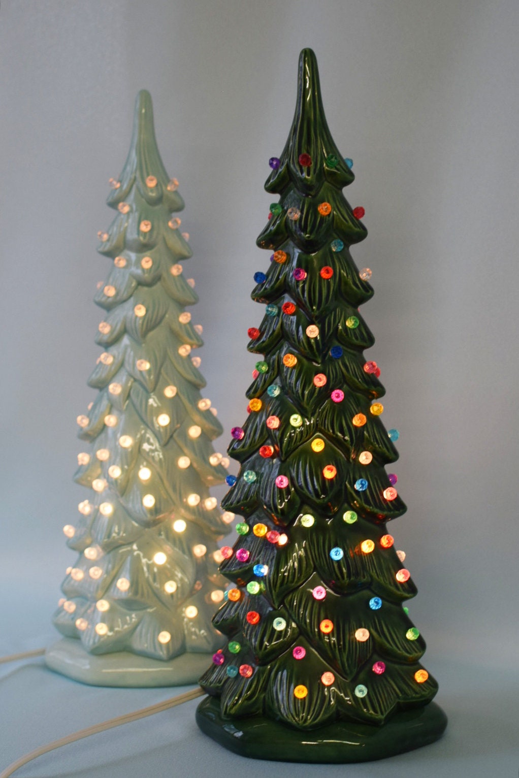 Multicolored Christmas Tree | Wispy Pine Style | Ceramic Light 14 inches tall