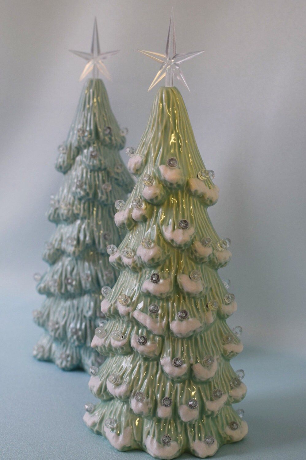 Ceramic Christmas Tree - Light Green With Snow