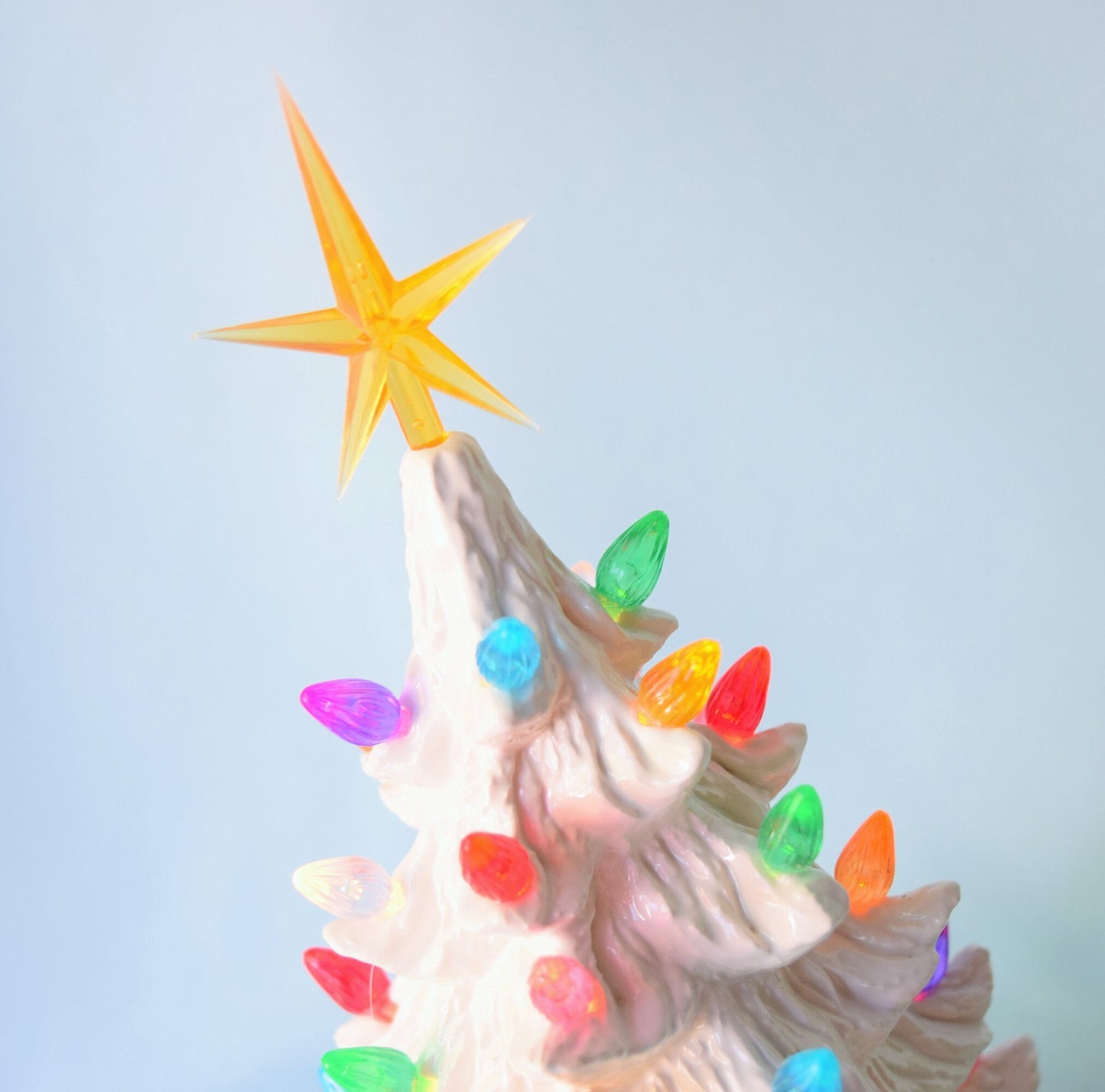 8-inch Vintage-Style White Ceramic Lighted Christmas Tree Centerpiece Nightlight Holiday Decoration