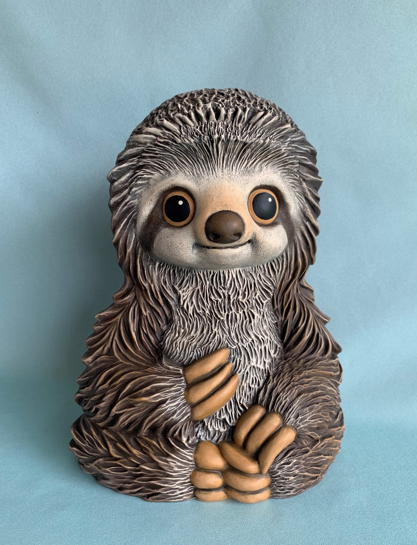 cute hand painted ceramic sloth sculpture
