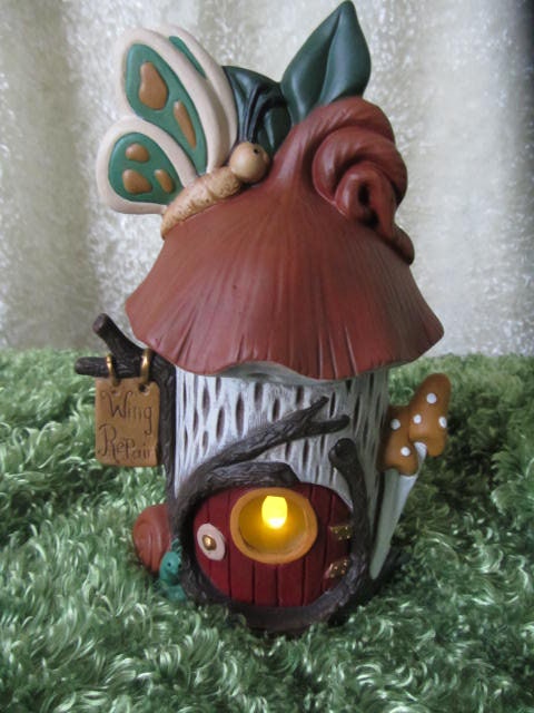 Unpainted Ceramic Fairy Houses Set: Dragonfly, Butterfly, Snail Mushroom - DIY Garden Art Project - Teresa's Ceramics