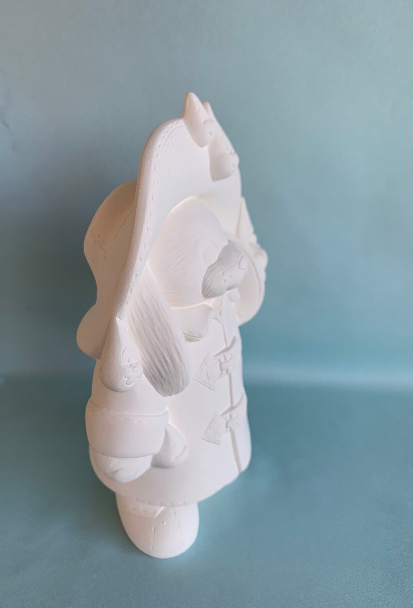 Ready to Paint Rain Coat Bunny - Do it Yourself Ceramics - Bisque Easter Rabbit - Papa Puddle Bunny