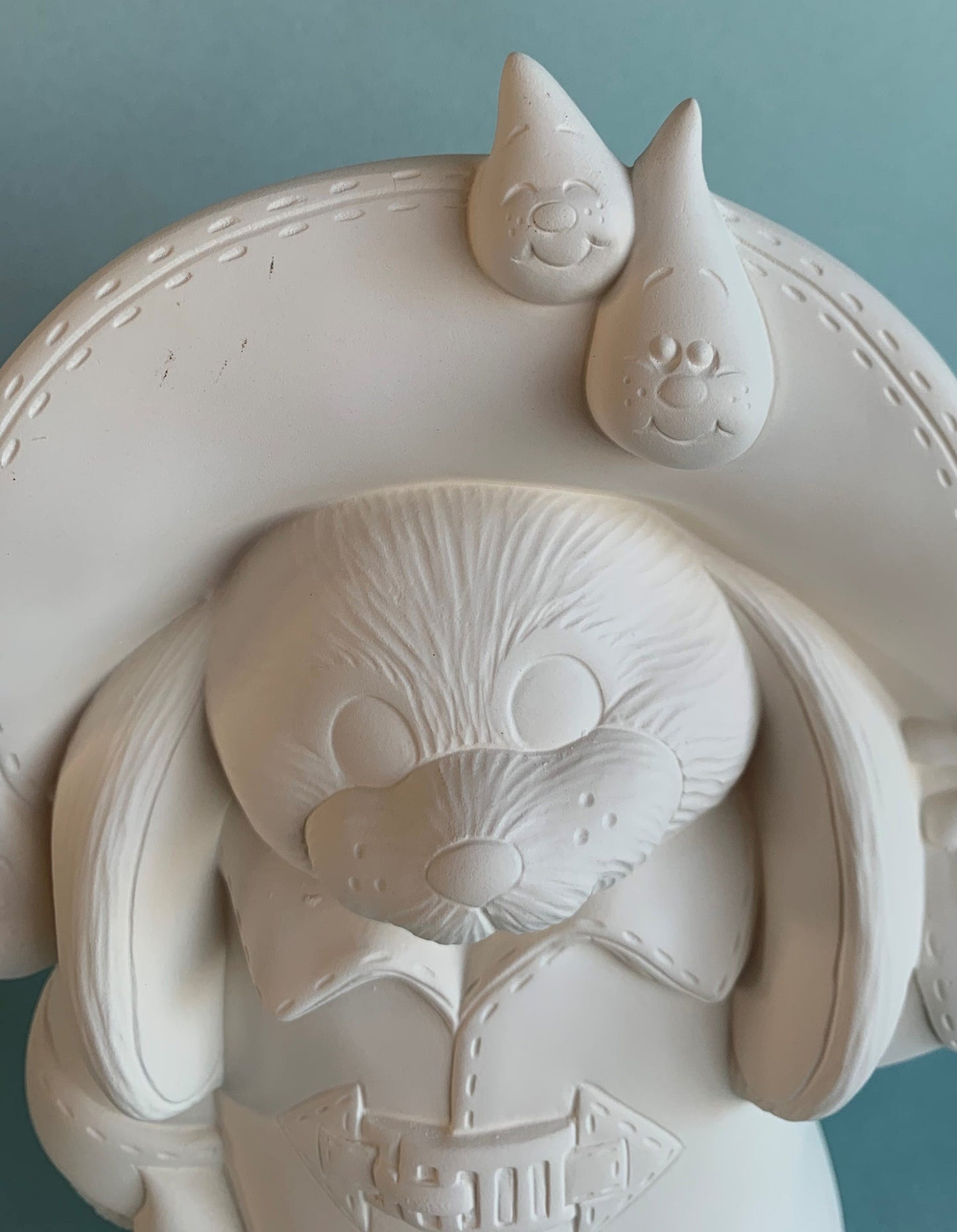 Ready to Paint Rain Coat Bunny - Do it Yourself Ceramics - Bisque Easter Rabbit - Papa Puddle Bunny