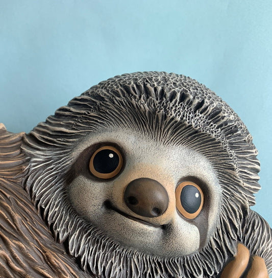 Large Ceramic Sloth Statue: Unique Garden Art, Spring Decor, Adorable Yard Ornament & Gift for Animal Lovers
