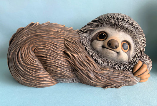Large Ceramic Sloth Statue: Unique Garden Art, Spring Decor, Adorable Yard Ornament & Gift for Animal Lovers