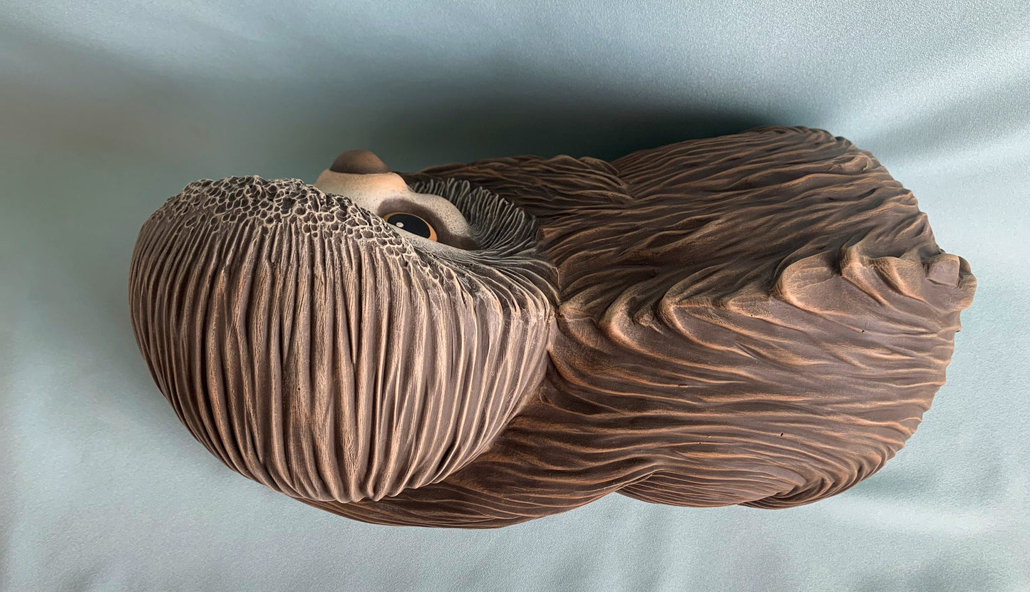Large Ceramic Sloth Statue: Unique Garden Art, Spring Decor, Adorable Yard Ornament & Gift for Animal Lovers