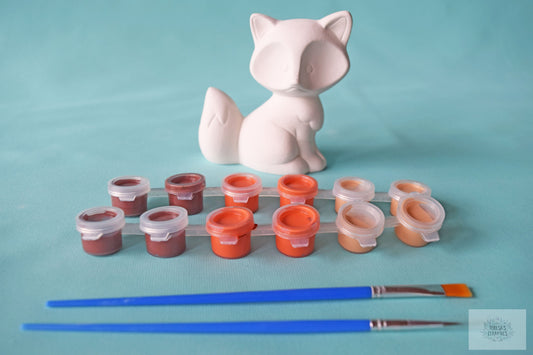 Bisque Ceramic Fox | DIY Paint Kit | Back To School | Art Project In A Box - Teresa's Ceramics