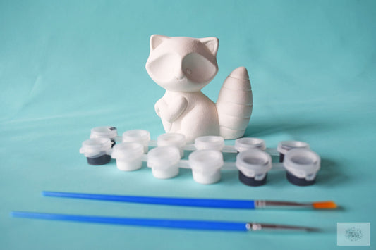 Bisque Raccoon | DIY Paint Kit | Back To School | Art Project In A Box - Teresa's Ceramics