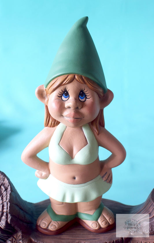 Beach Gnome Lady - Sea Green Gnome Girl | Summer Gonk | Summer Gift Idea | Beach Babe Gnome | Think Spring | Cottagecore
