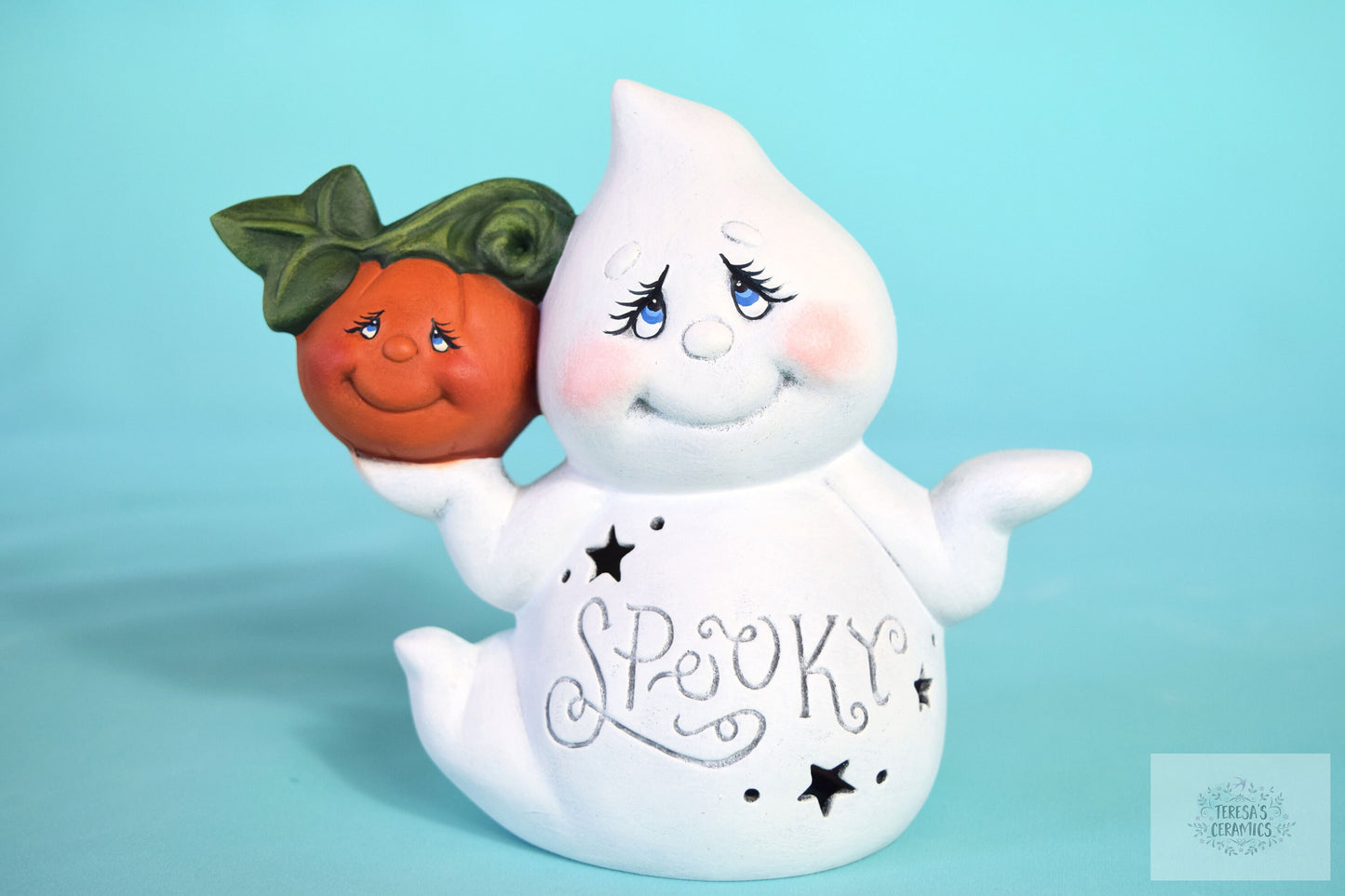 Ceramic Ghost Luminary | Tea Light Ghost | Spooky Halloween Decor