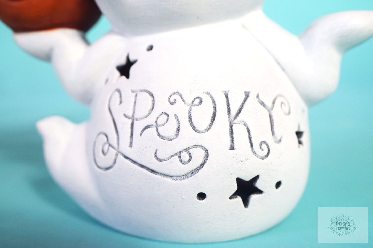 Ceramic Ghost Luminary | Tea Light Ghost | Spooky Halloween Decor
