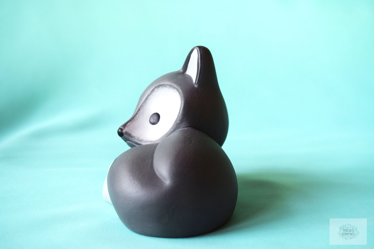 Adorable Ceramic Baby Gray Fox Figurine - Woodland Animal Nursery Decor for Baby Shower