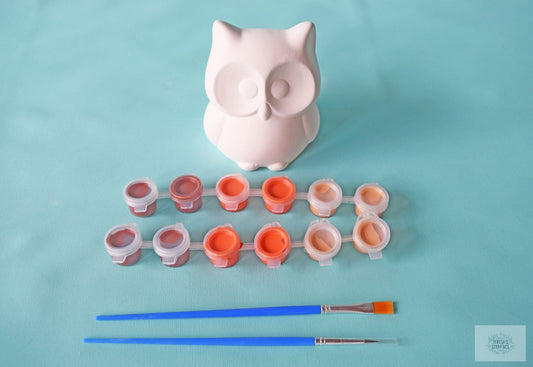 DIY Bisque Owl Painting Kit - Back to School Art Project Box for Kids & Adults - Ceramic Craft Gift