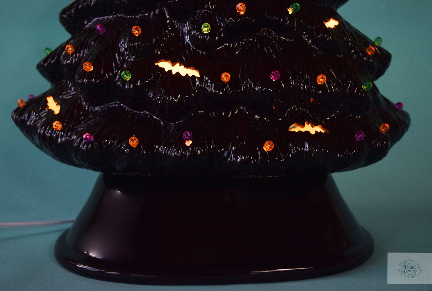 Spider Halloween Tree | Light Up Ceramic Tree | Bat cutouts